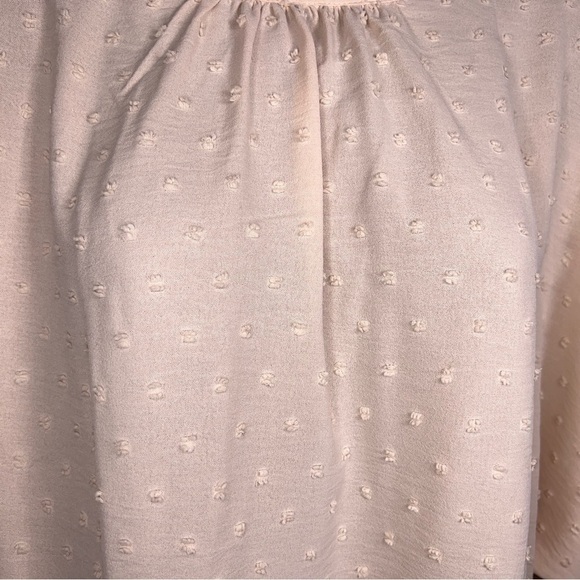 1X PASTEL PINK DOT TEXTURE BLOUSE MOCK NECK HALF SLEEVE - Picture 6 of 10